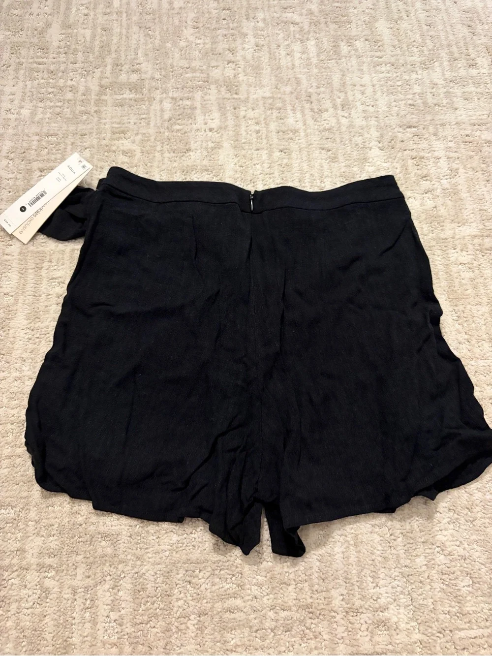 Aqua Black Ruffle Woven Wrap linen blend Skort size medium brand NWT